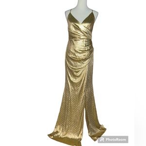 Gold formal dress with small train
